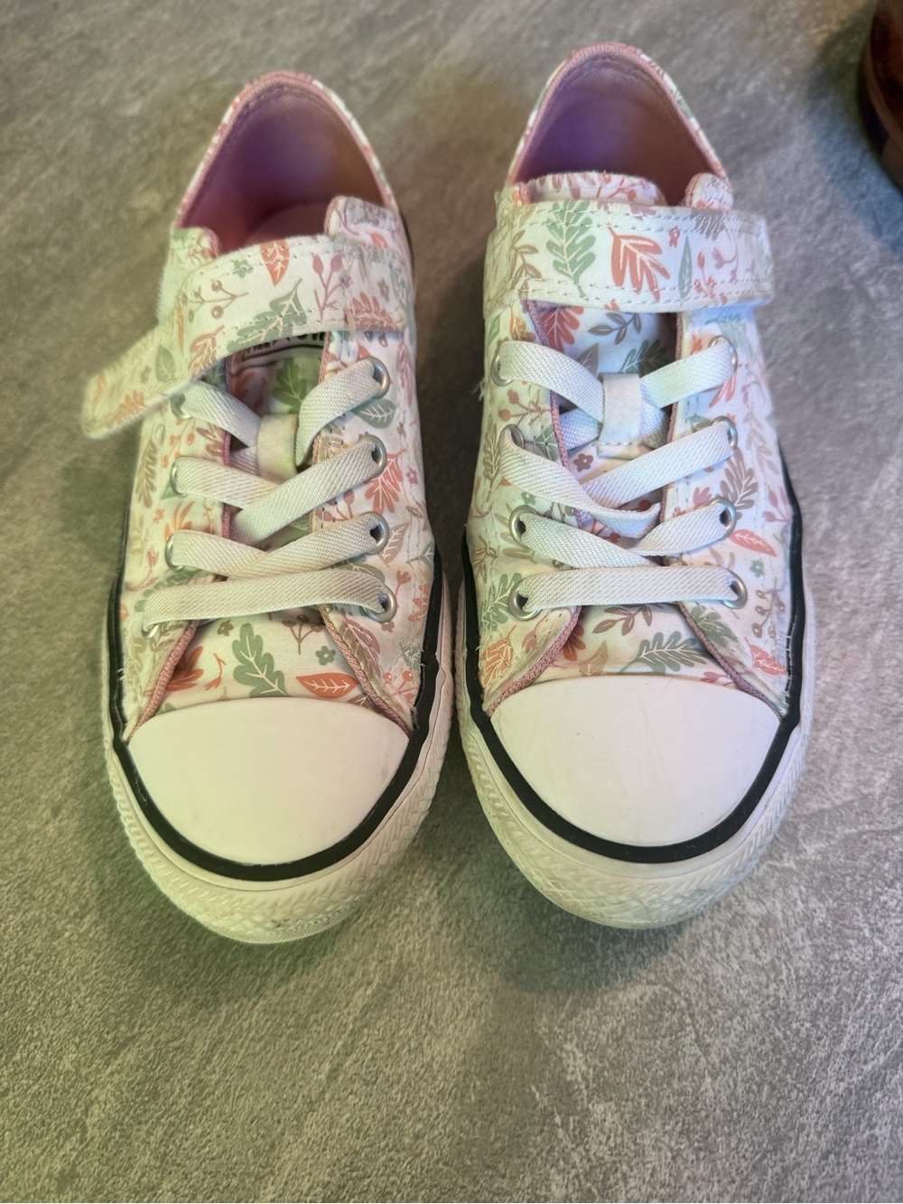Floral Converse Kids Sneakers - Pink & Green size US 1.5